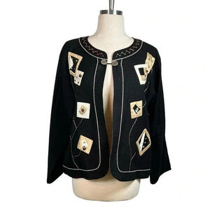 Yak Magik‎  Fun Funky Embellished Cotton Silk Vintage Jacket Women Size Large